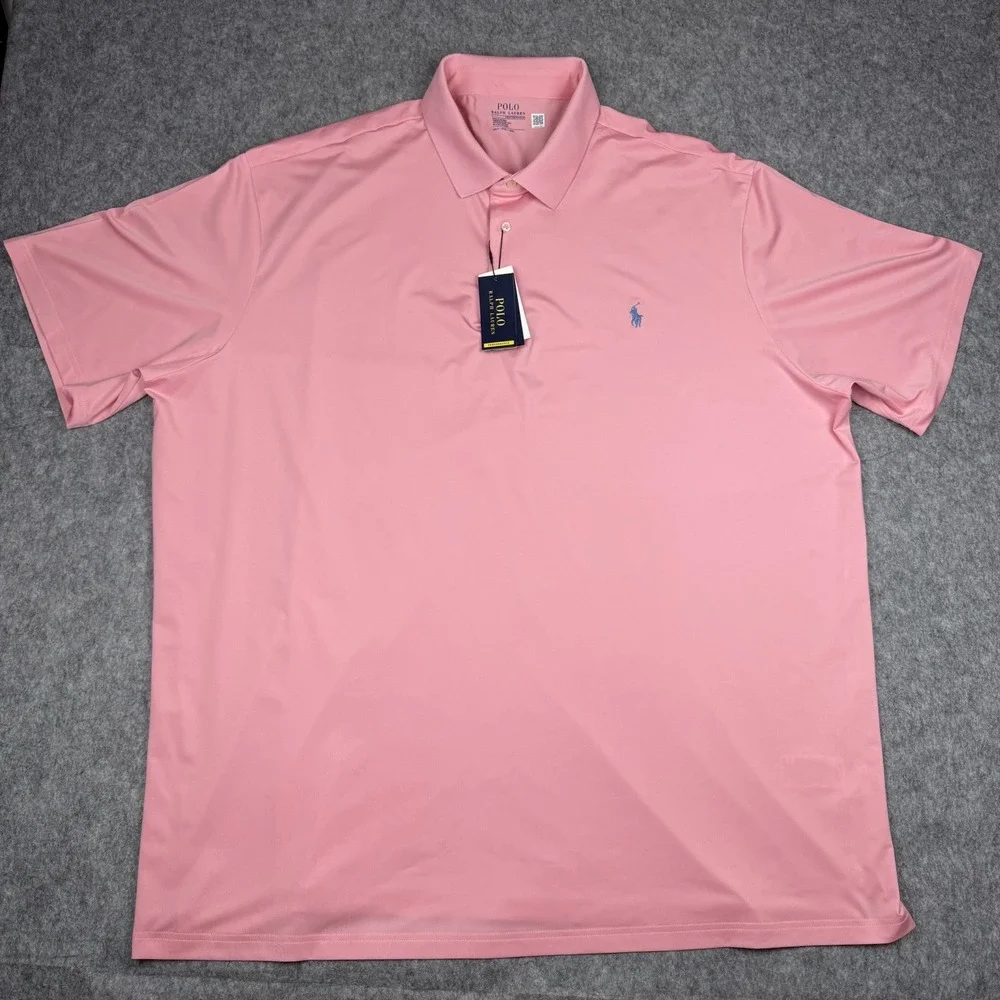 Polo Ralph Lauren Performance Polo Shirt Men 4XLT Big Pink Jersey Pony NWT $125